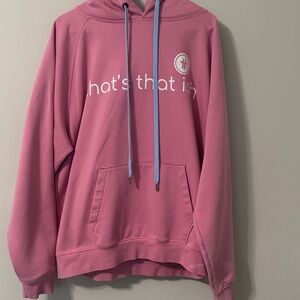 Pink Hoodie with Blue Drawstrings